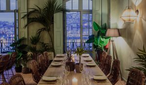 Private restaurant event room with Porto and river view